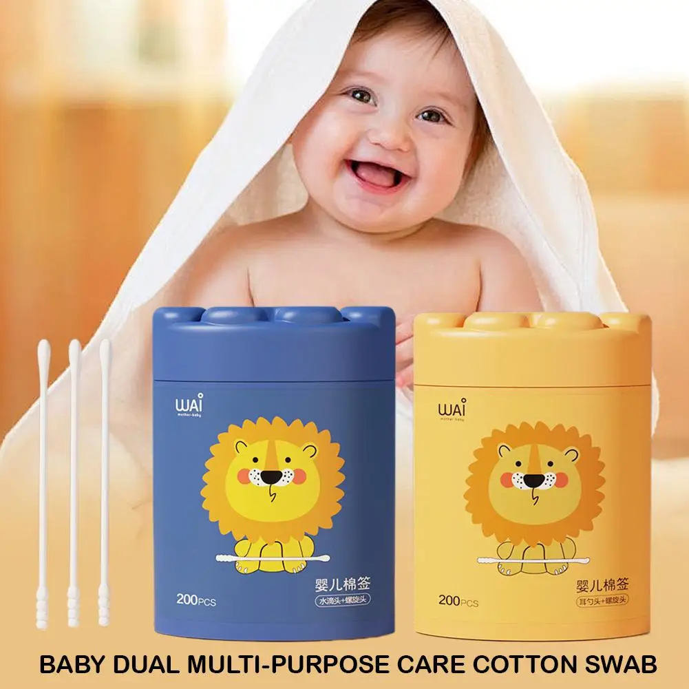 Coton-tige jetable pour bébé, 200 pièces, bâtons de papier en boîte, coton-tige pour enfants, démaquillant, soins de la peau doux de chine