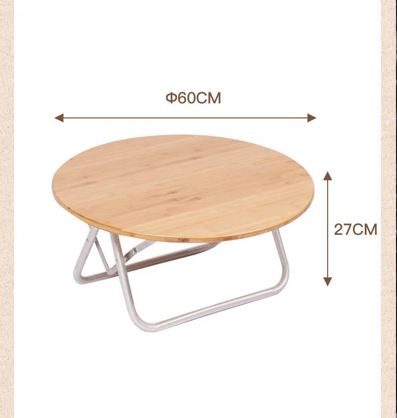 Outdoor Picnic Barbecue Table Camping Bamboo Tea Table Simple Foldable Small Round Table Convenient  Self Driving Tour Table