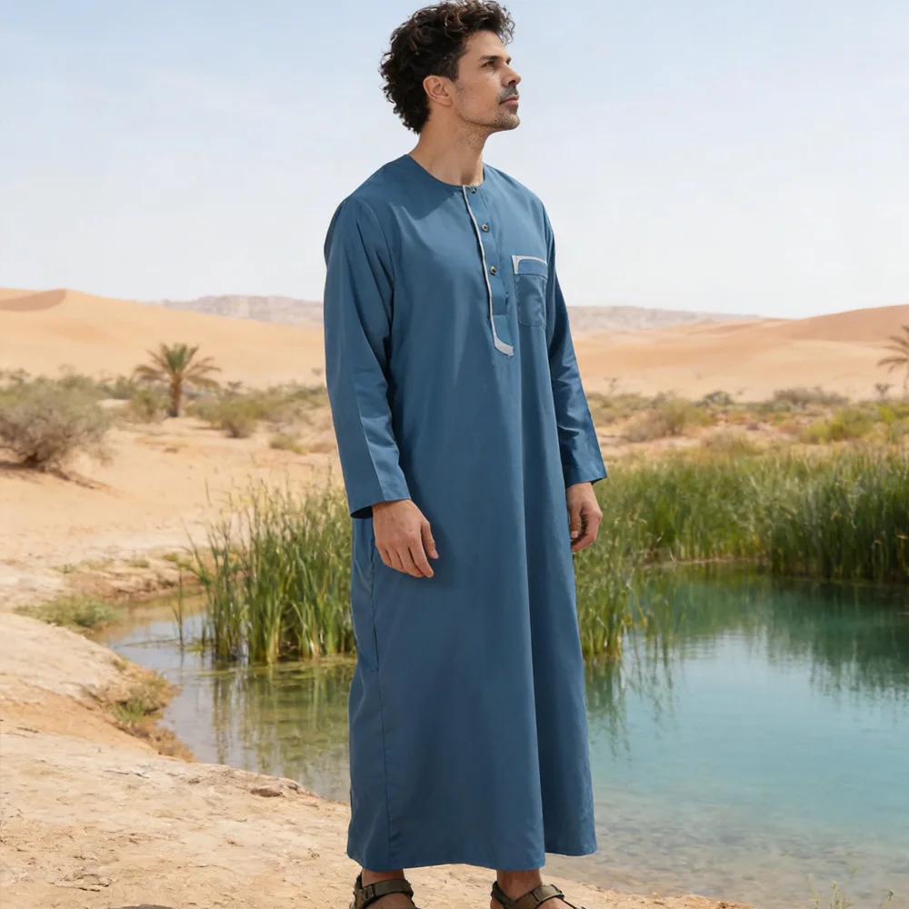 

Мужская мусульманская одежда для Рамадана и Ид: тоб, исламский молитвенный халат, арабская джубба с длинным рукавом, одежда Ближнего Востока, даджа, дишдаша, саудовский кафтан, абайя