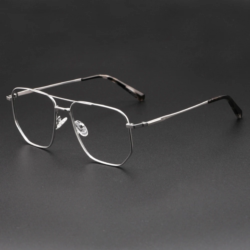 

Titanium Frame Women Men Classic Square Eyeglasses Frames Fake Glasses Double-Bridge Polarized Sunglasses UV400 Outdoor Shades