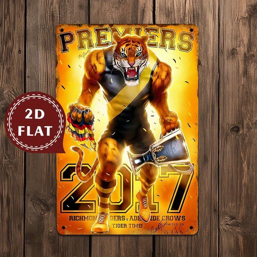 Vintage 2017 Tigers Trophy Metal Sign - Waterproof,Dustproof, Retro Wall Art for Home, Bar, or Party Decor, Family Ro