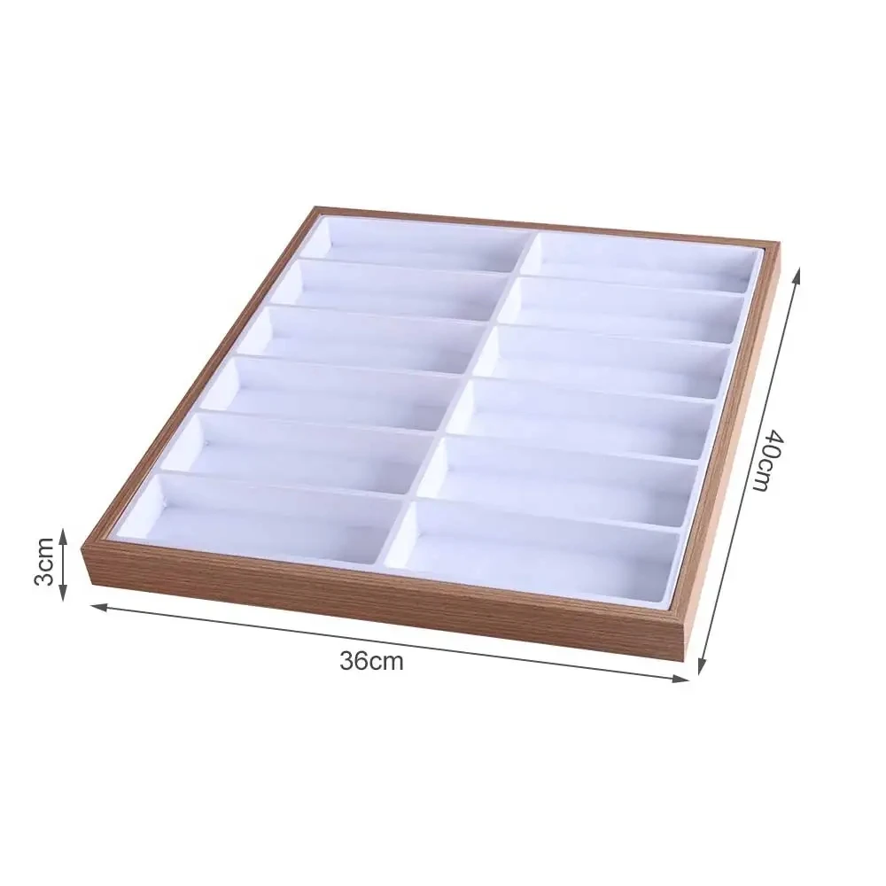 Neue 12 Gitter Walnuss Holz Brille Lager regal Sonnenbrille Display Tablett Samt Brillen Brillen Lagerung Organizer Boxen – Detail 10