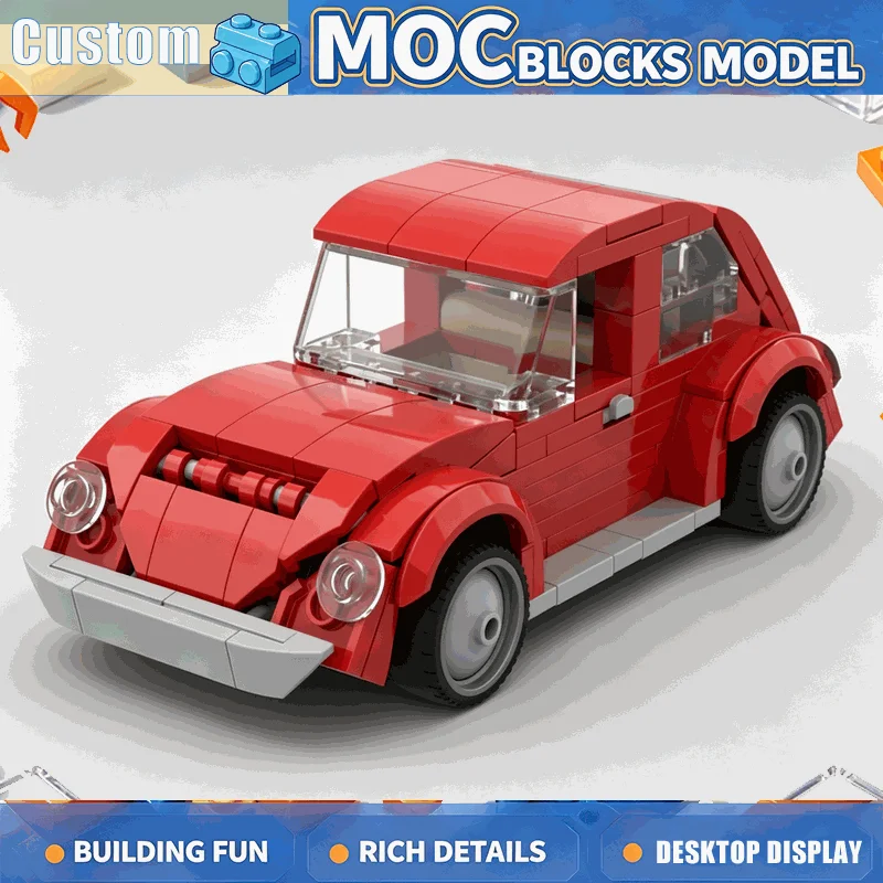 260PCS Classic Compact Car Model Building Blocks DIY Assembly Vehicle Creative Display Educational Collection Home Decor Gifts