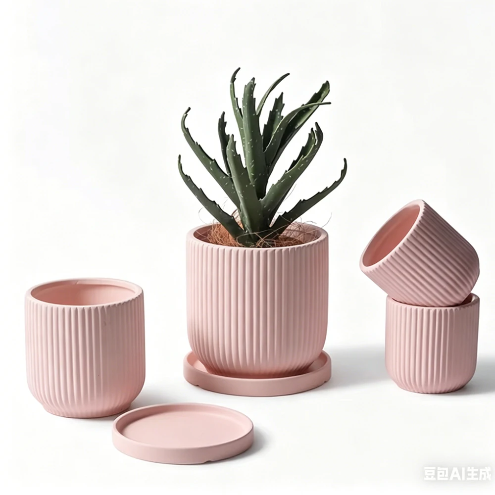 Concrete Cement Flowerpot Silicone Mold Simple Nordic Style Circular stripe design Home Garden Plant Potted Mold silicone