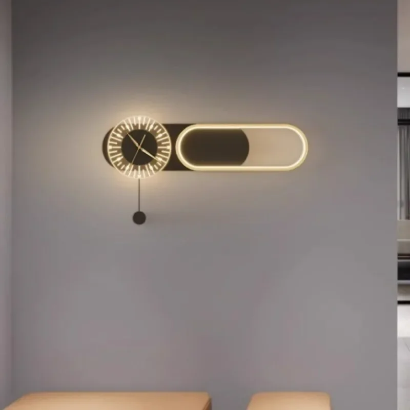 Modern LED Wall Clock Dimmable Warm Lighting Clocks Silent Pendulum Wall Decor Watch Living Room Bedroom Home Decor Light Clock