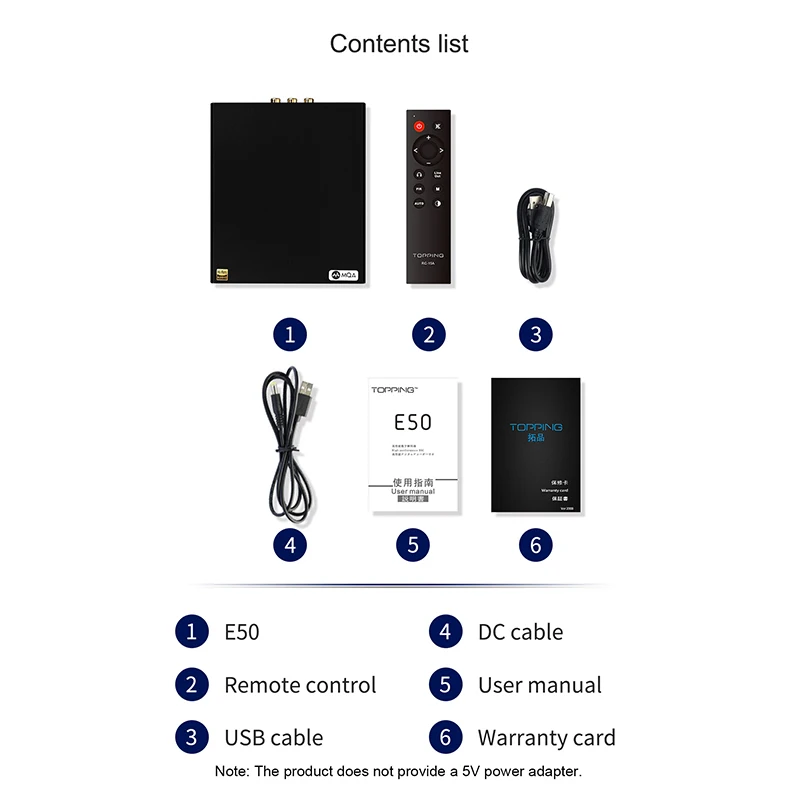 TOPPING E50 MQA Decoder ES9068AS 32Bit/768kHz DSD512 DAC with Remote Control