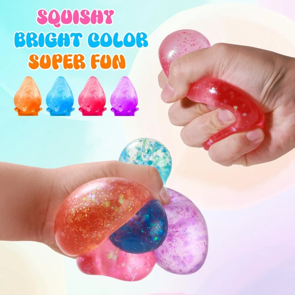 Squishy Drop Fidget Toy Stress Relief Sensory Toys for Adults Kids Autism ADHD, Ice Cube Shape Hand Exercise Stress Ball Gifts