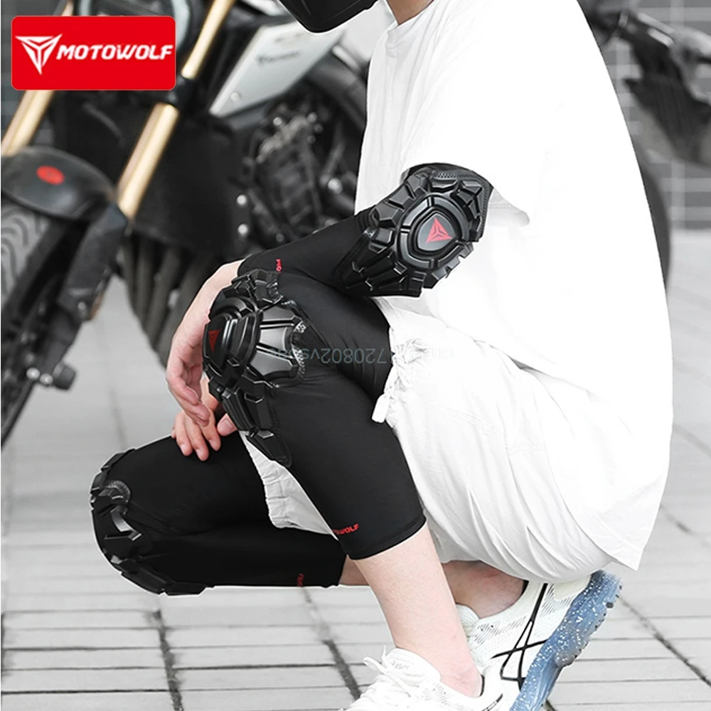 

Motowolf Breathable Motorcycle Knee Elbow Pad High Elasticity Sunproof Motocross Knee Guard Anti-fall Riding Protective Gear