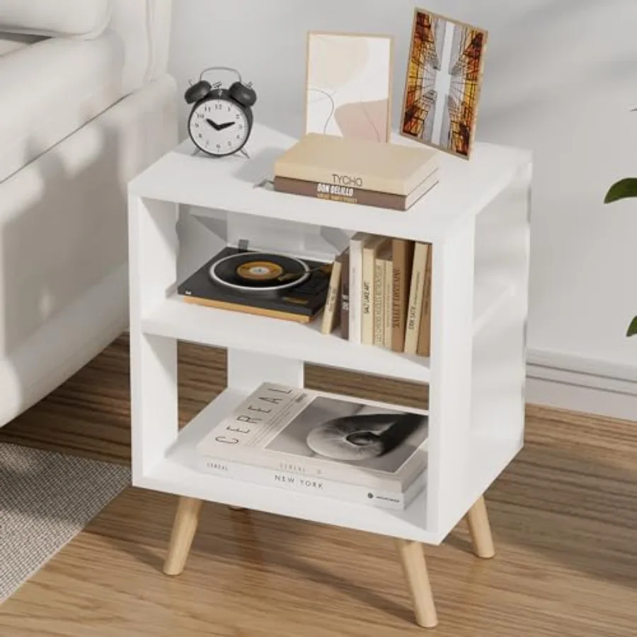 Night Stand White Nightstand Modern End Table with Open Storage 2-Tier Bedside Table for Small Space Living Room Bedroom