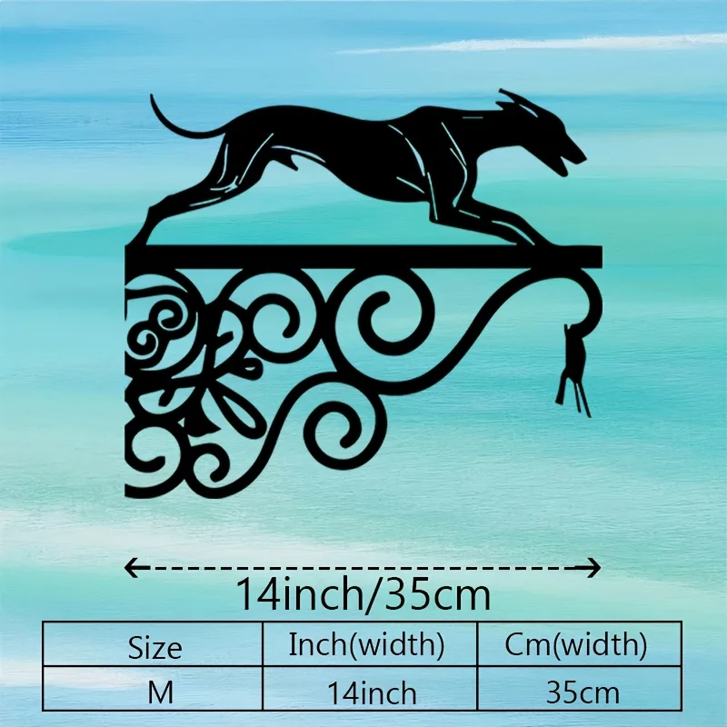 2D Flat Greyhound Silhouette Iron Wall Art Running Leaping Metal Decor Modern Black Indoor Living Room Office Gift Ornament