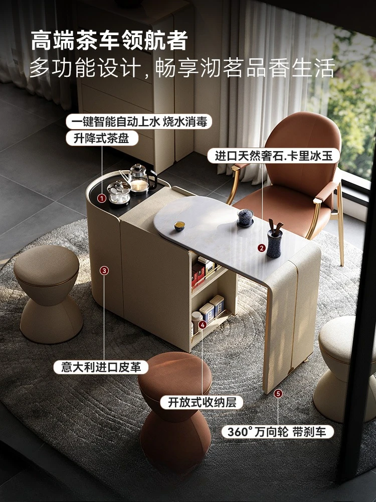 Mobile tea table Household small tea cart Balcony Sofa side cabinet Retractable tea table