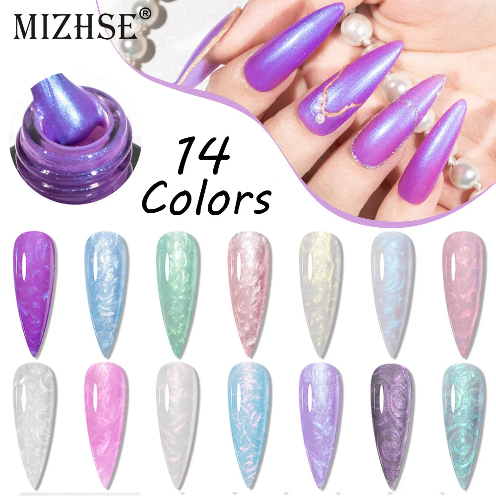 MIZHSE Thread Shell Reflektierende Glitzer Pailletten Gel Pure Jelly Gel Nagellack Magnetische Salon Top Coat Basislack für Maniküre Kunst