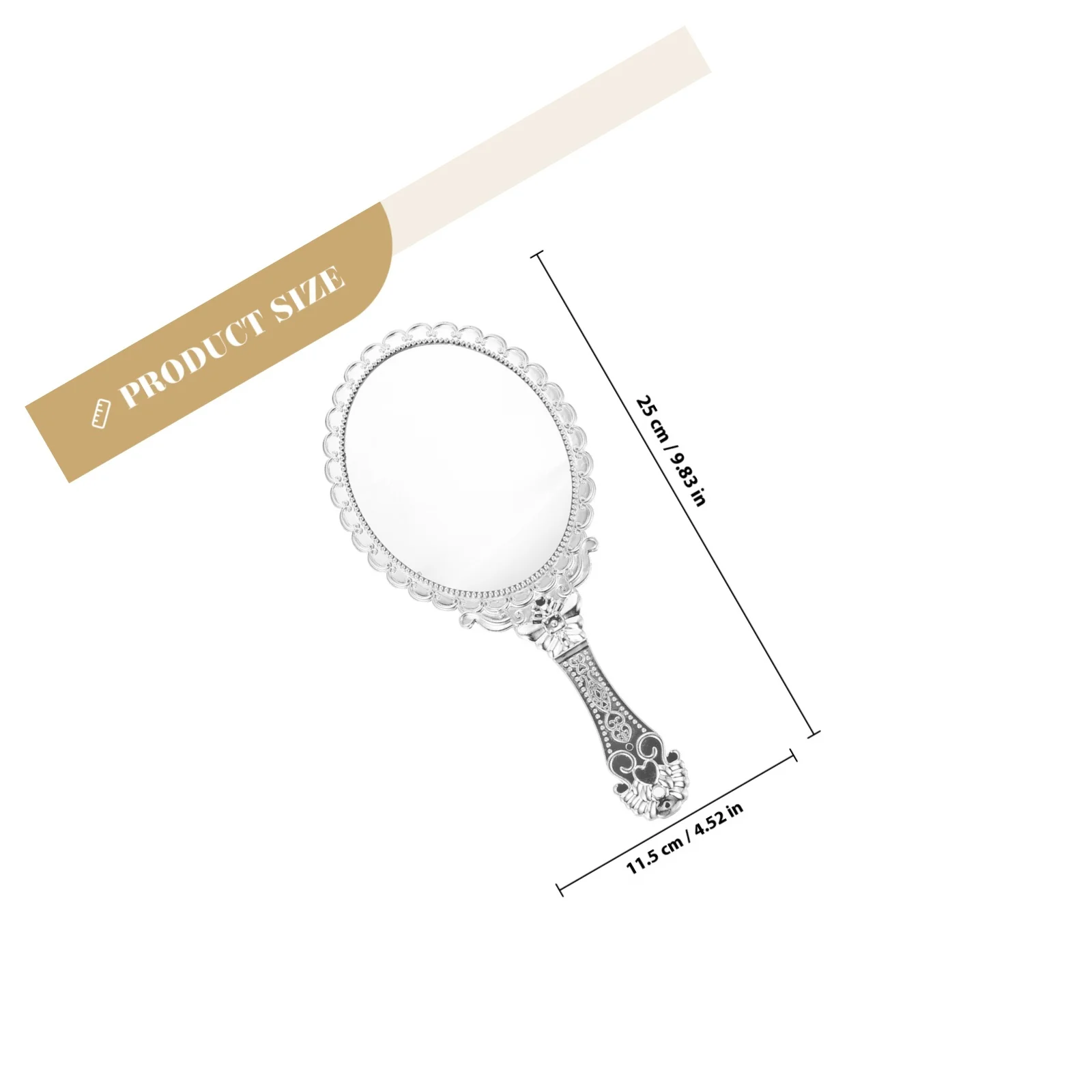 シックな手持ちミラー ポータブル旅行用化粧鏡 小さな丸いツール 彫刻されたハンドル付き 女性向け 全年齢対象