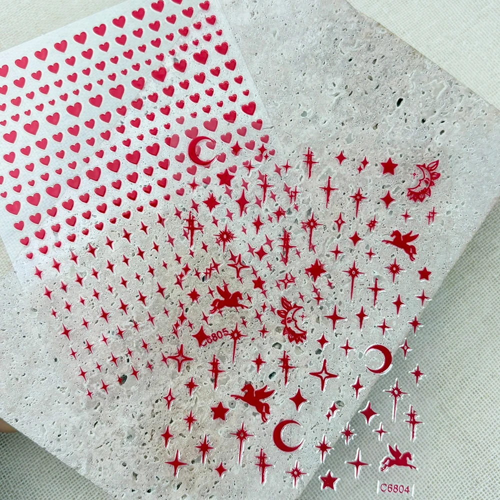 6 szt./zestaw Czerwone Naklejk – Nail Art Valentine recenzja i cena