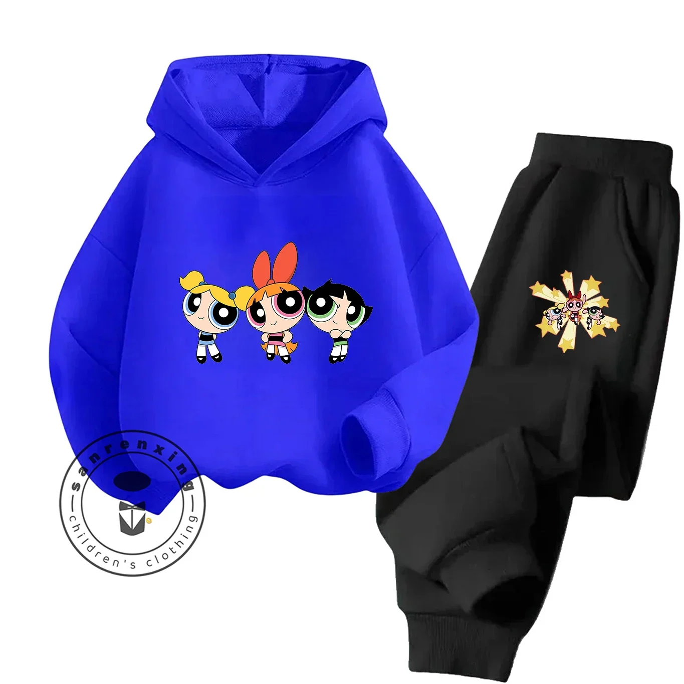 The Powerpuff Girls 2D Cartoon Hoodie Set 2025 طباعة جديدة موضة عادية للأطفال المراهقين بنين بنات رائجة البيع الخريف الشتاء #5