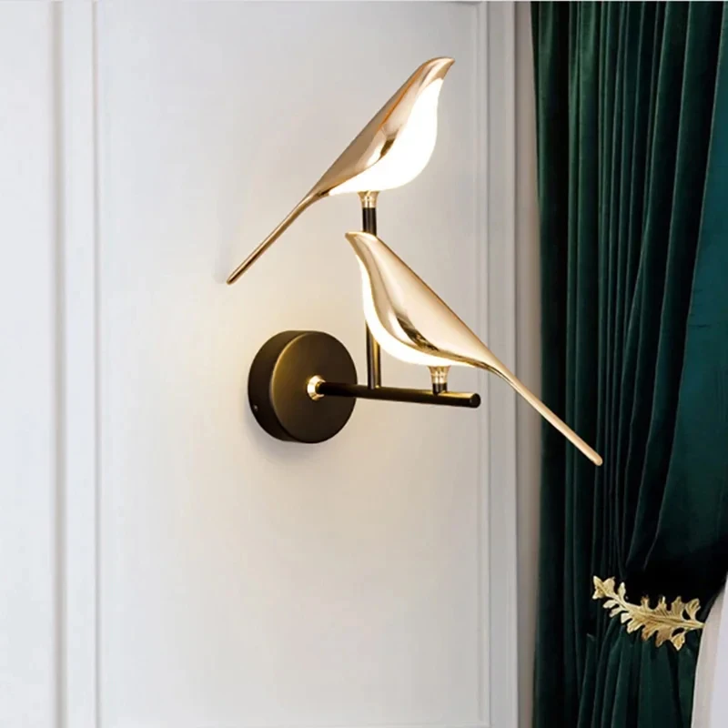 Modern Wall Lamp Magpie Bird Wall Panels Bedroom Decoration Home Wall Lights for Living Room Bathroom Mirror Light  House Sconce