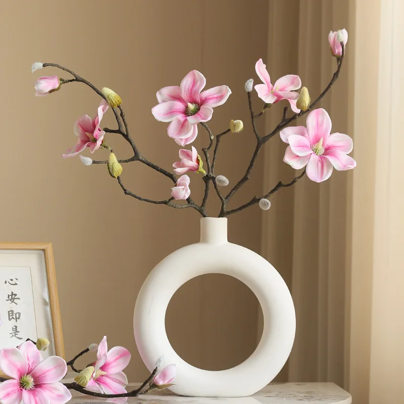 58cm Retro Kunstmatige Magnolia Bloem Bruiloft Woondecoratie Bloemenornamenten Kunstbloemen Gesimuleerde Magnolia Decoracion