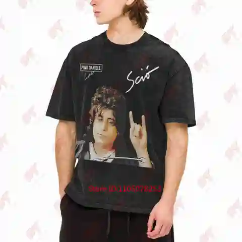 Pino Daniele Scio Live Album Cover Vintage Washed Tee Pure Cotton T-Shirt