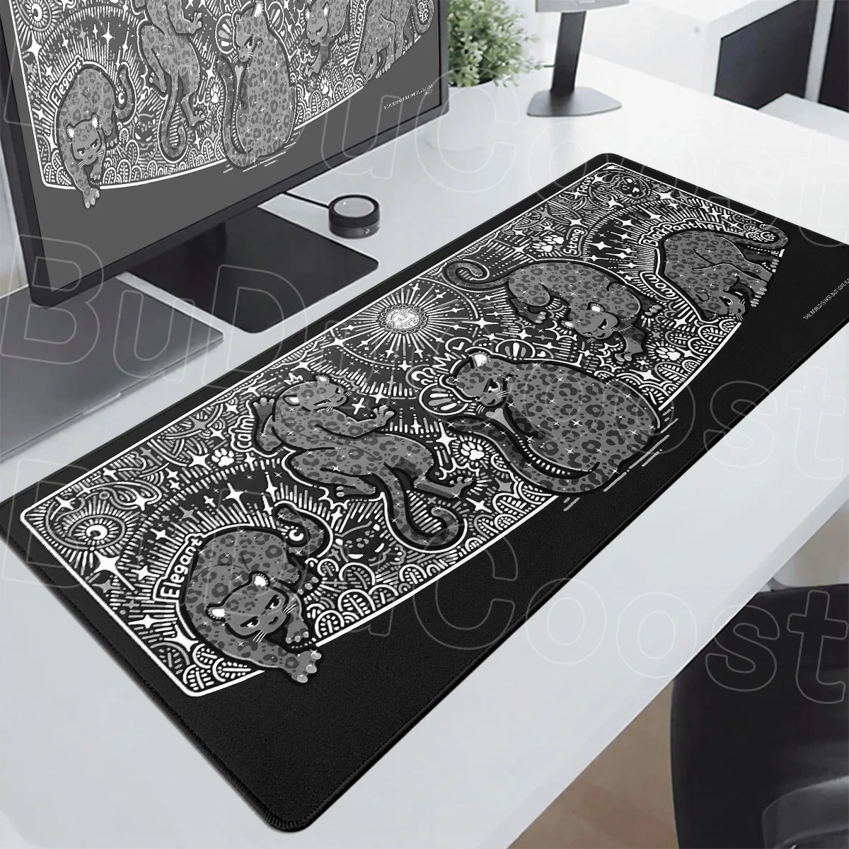 XXL New Design Leopard Mousepad Gaming Setup Accessories 900x400mm Keyboard Carpet with Stitch Edge Computer Office Long Deskmat