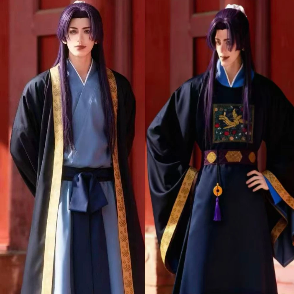 

Anime Apothecary Diarie Men Kimono Robe Suit with Headwear Jinshi Cosplay Costume Kusuriya No Hitorigoto Outfits for Comic Con