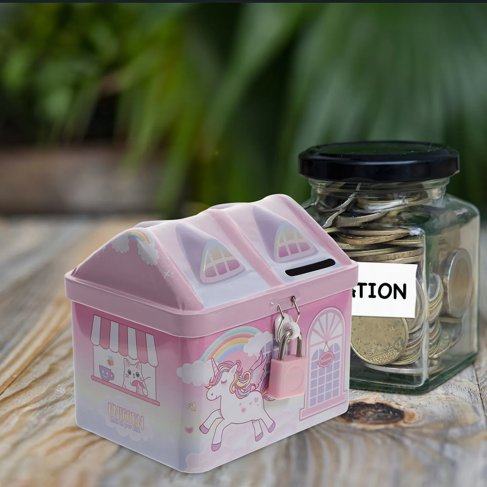 

Unicorn Piggy Bank Tinplate Coin Bank Kids Gifts Household Decor Large Capacity Money Saving Box Bedroom Tabletop