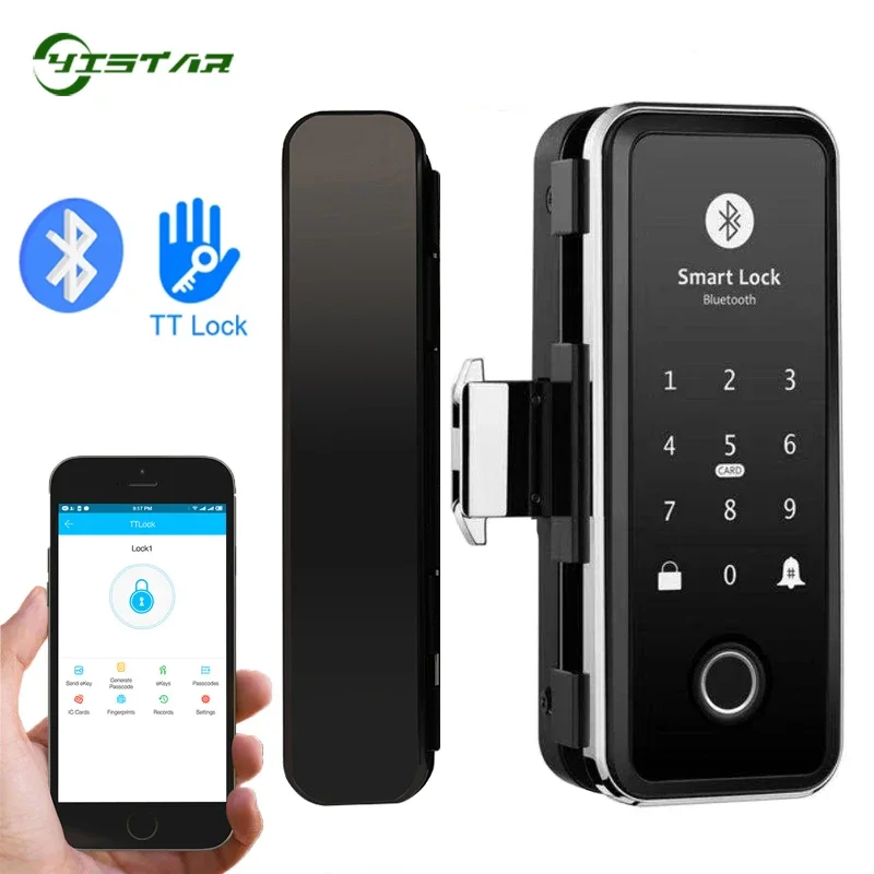 

YyhcTTLock App Biometric Fingerprint Door Lock Digital Password RFID Electronic Smart Glass Door Lock