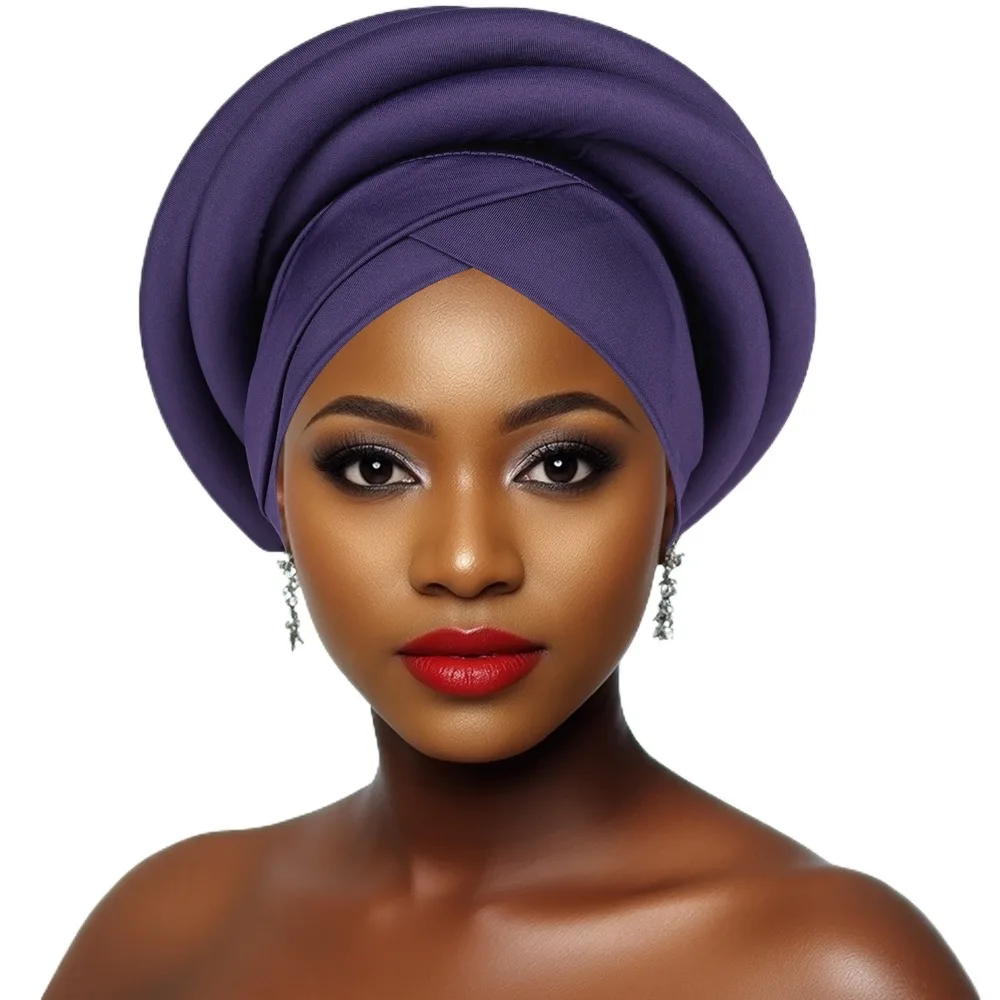 Mode Ruwe Zijde Afrikaanse Vrouwen Tulband Wrap Elastische Hoofddeksels Hoofd Wraps Ademend Twisted Braid Tulband Cap Nigeriaanse Bruiloft