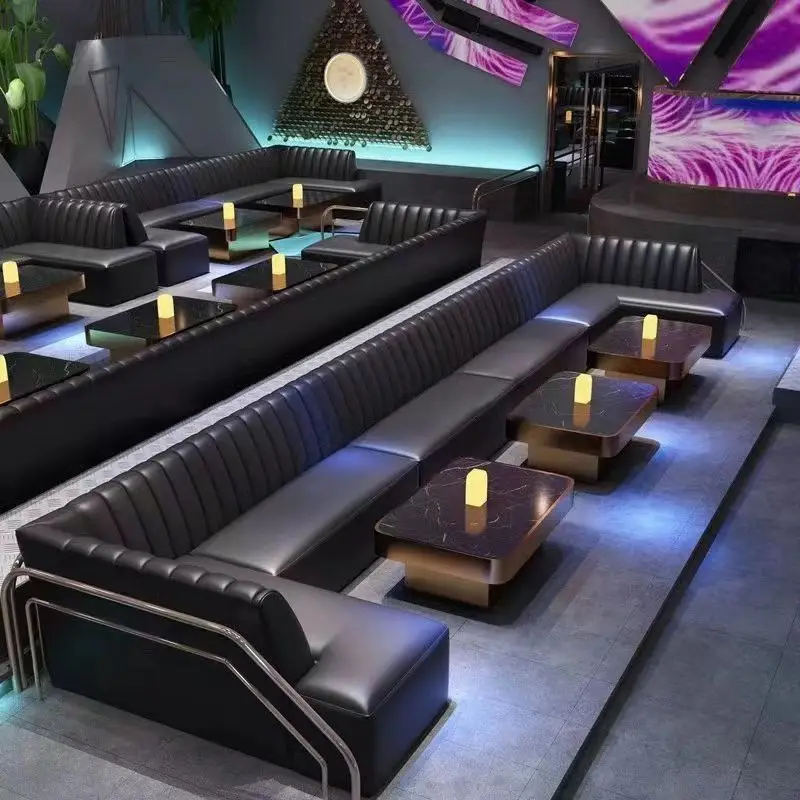 Custom.New وصول الوجبات السريعة Ktv كشك النادي الليلي Led منصة مشروبات الجدول الأسود أريكة بار صالة ملهى ليلي الأثاث #5