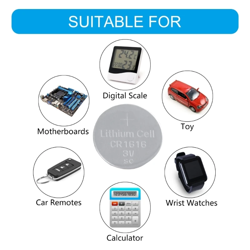 5 قطعة 3 فولت CR1616 بطارية ليثيوم زر عملة خلية زر ساعة بطاريات لعبة ساعة التحكم عن بعد الآلات الحاسبة