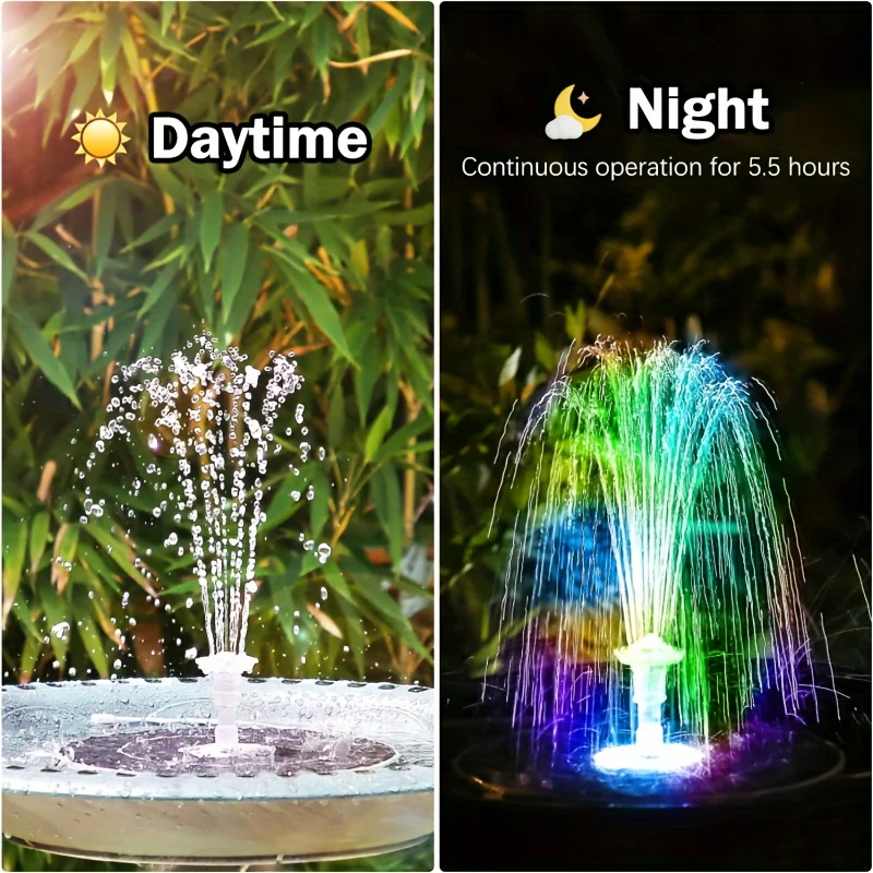 3.5W LED Solar Fountain with Battery, Suitable for Bird Bath, Water Fountain Garden Bird Bath Pond Fish Tank Outdoor Decoration