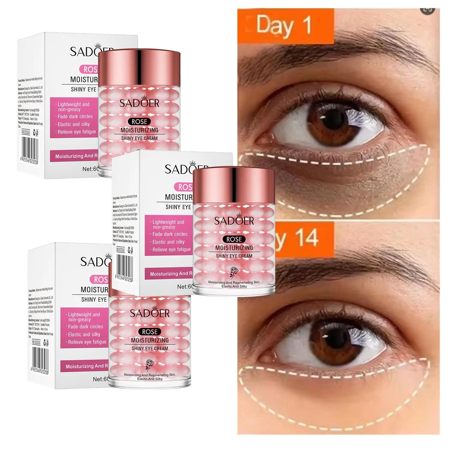 

3Pcs Rose Eye Cream Anti Dark Circles Removal Eye Bags Firming Moisturizing Beauty Eyes Creams Skin Care Products