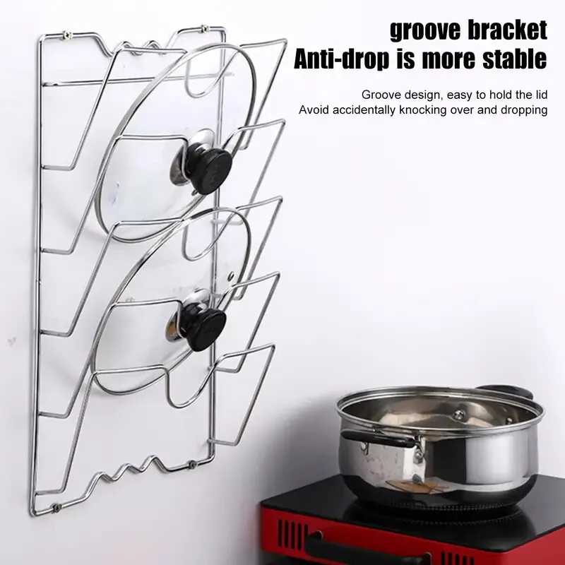 

Kitchen Organizer Rack Wall Hanging Pot Cover Rack Five-Layer Metal Rust-Free Multifunctional Pot Lid Storage Rack