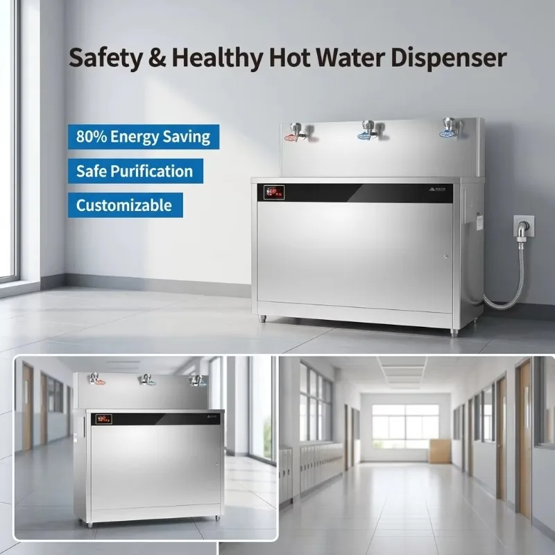 Freestanding Electric Hot & Warm Drinking Water Dispenser, Energy‑Saving Stainless Steel Drinking Fountain for Indoor Daily Use