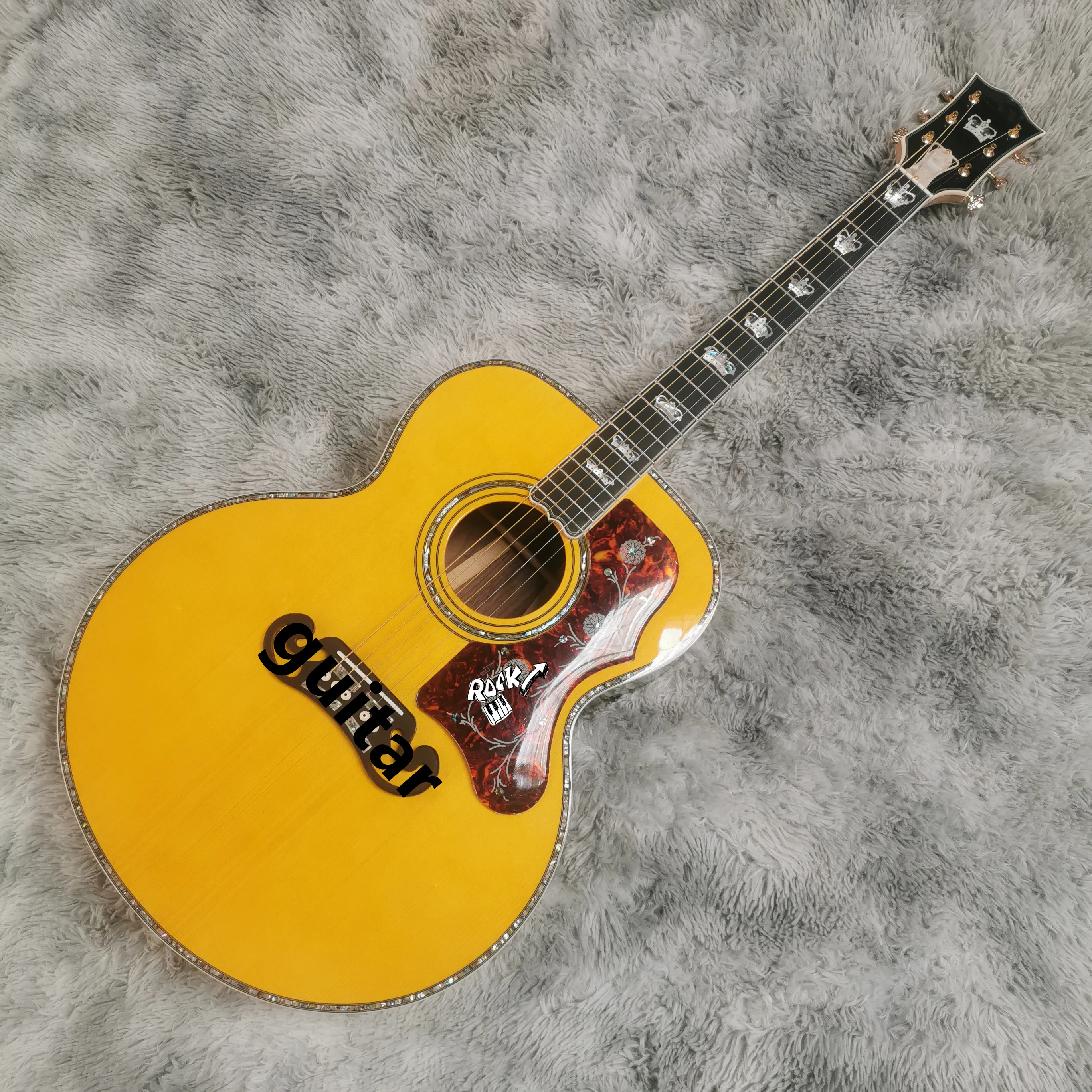 

43 inch Jumbo Mold J200 Series Solid Wood Top with Full Abalone Shell Inlaid Soundtrack Guitar