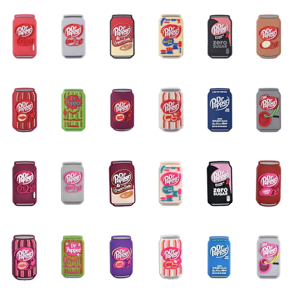 

1-24pcs New Designer Energy Drink Shoe Decoration Cartoon Colorful Bottles Shoes Charms Boys Girls Party Favor