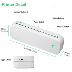 A4 Printer Portabel Nirkabel bebas Tinta Kompatibel dengan Ponsel Bluetooth iOS Android Pembuat Komputer Notebook Untuk Cetak PDF Foto 10 printer wifi penjualan terbaik - №