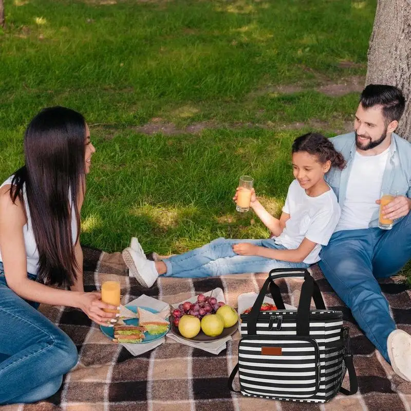 Borsa per il pranzo isolata scatola per il pranzo in tessuto Oxford di grande capacità per le donne borsa per il pranzo isolata a tracolla portatile