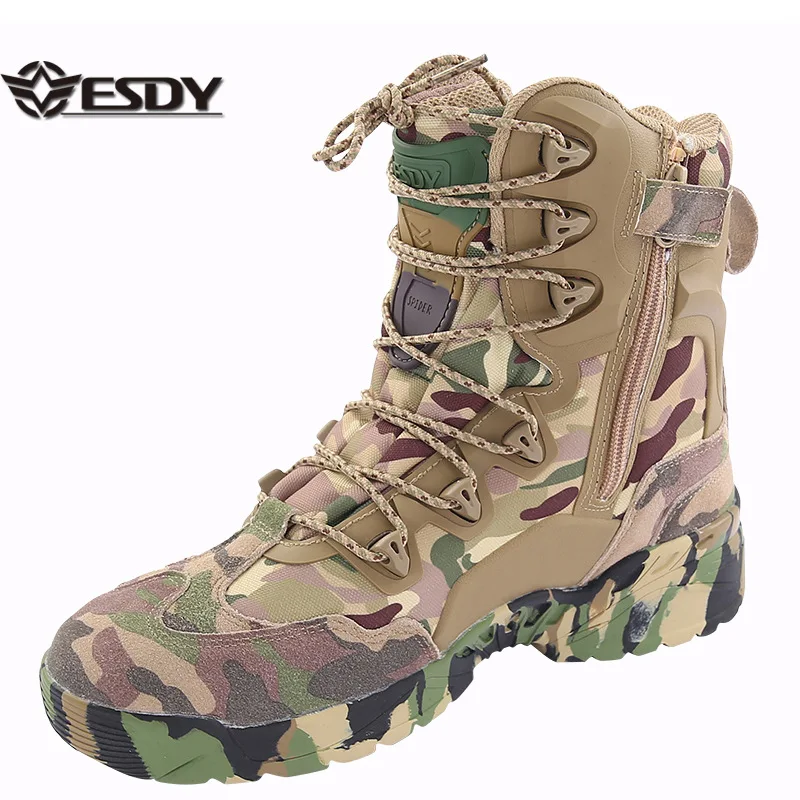 ESDY Outdoor Camouflage High Top Combat Boots Man Mountaineering Shoes Casual Shoes Tactical Shoes Hiking Shoe C005