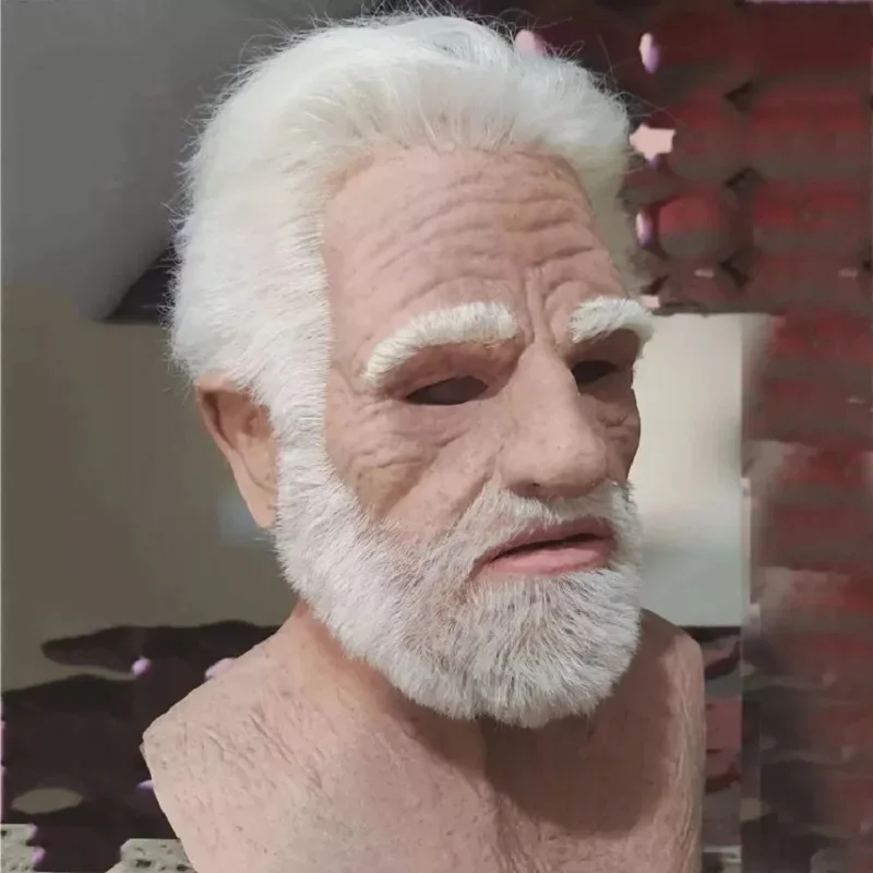 

2026 New Male Halloween Masks Of Terror Full Head Face Realistic Silicone Grandpa Wrinkle Real Elderly Mask Party Cosplay Props