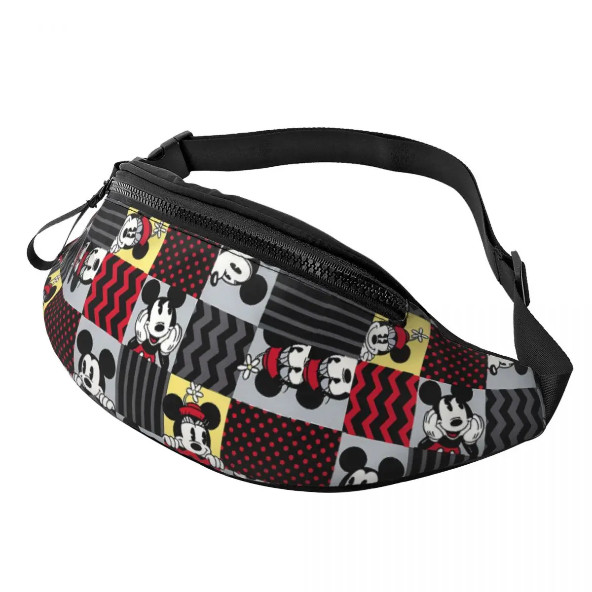 Custom Mickey Mouse Cartoon Collage Fanny Pack Men Women Crossbody Waist Bag for Travel Hiking Phone Money Pouch