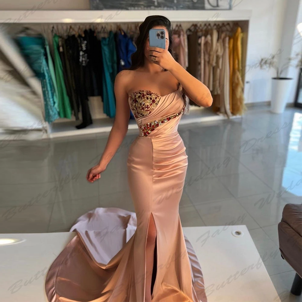 

Sweet Elegant Sexy Evening Dresses Luxurious Sparkling Beading Beautiful Off Shoulder Sleeveless Simple Mopping Prom Gowns 2024