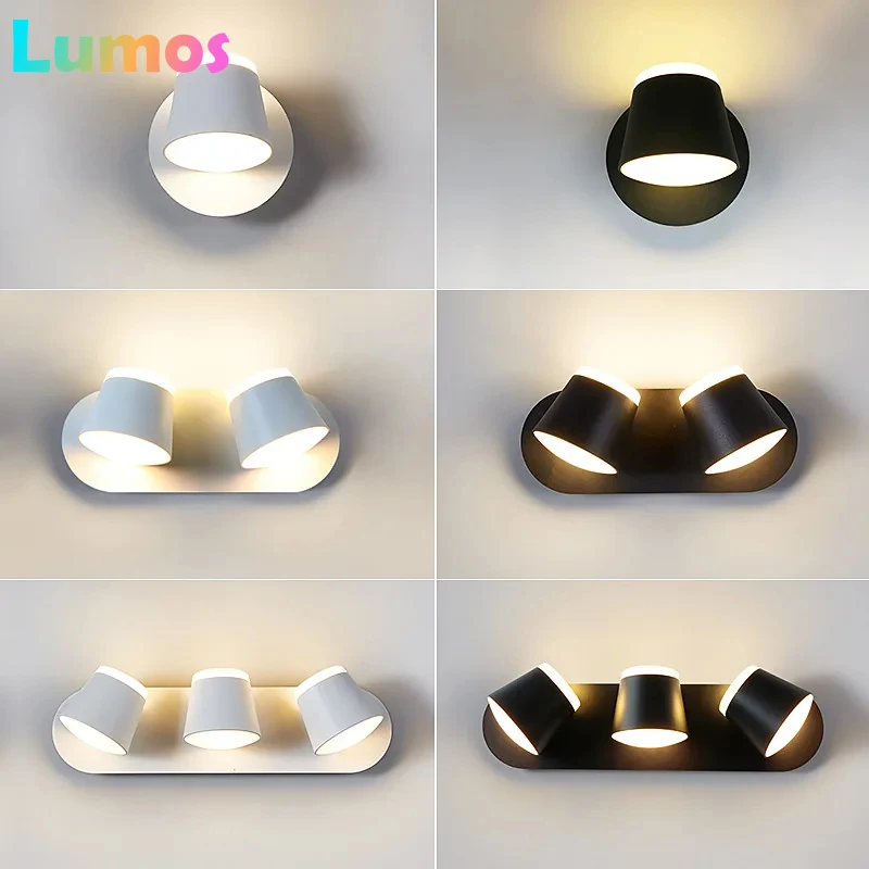 

A66 Modern Nordic LED Bedside Wall Lamp Hotel Living Room Bedroom Staircase Study Indoor Rotation Light Lighting Sconce Mounted