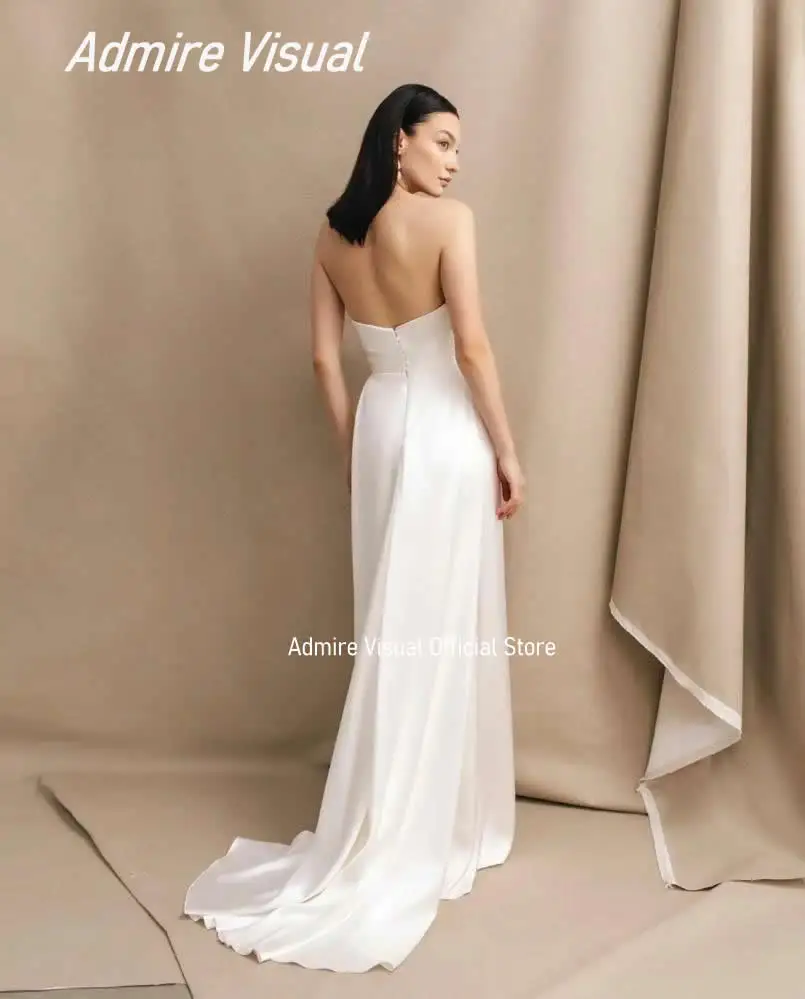 Nouvelle robe De mariée gaine Satin bretelles sans manches avec perles robes personnalisées robe De mariée De Novias