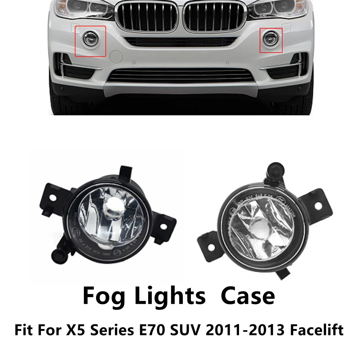 Fog Lamp Cover Without Bulb For BMW X5 E70 Sport Package 2011 2012 2013 Car Front Bumper Fog Light Case 63177224643 63177224644