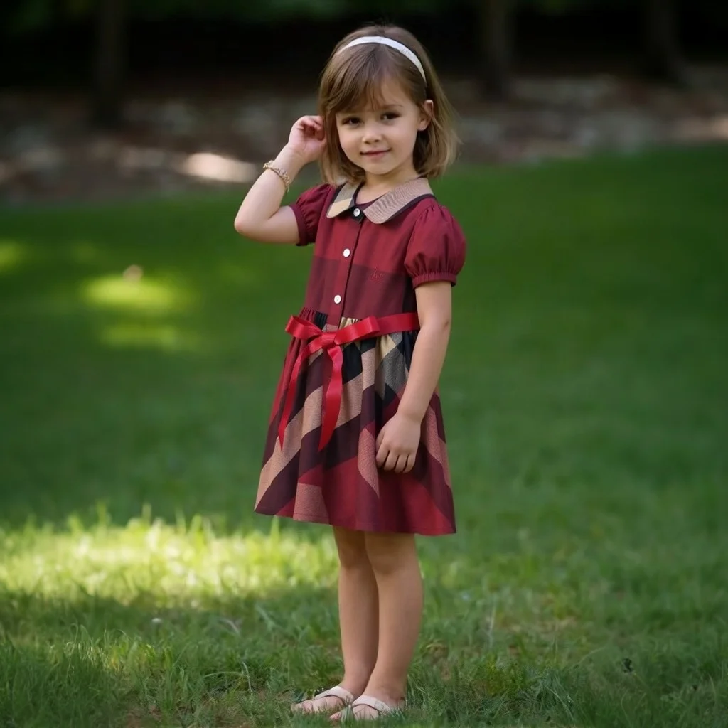 

2025 Girl Dress Summer New Arrival Cotton Plaid Wear Bow Short Sleeve Shirt Soft Comfortable Dress Baby Kids Clothing 1-7 Year