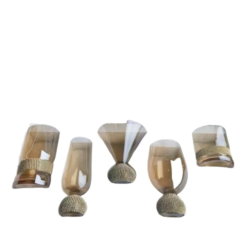 glass, decorative tall foreign glass, red glass, glass set