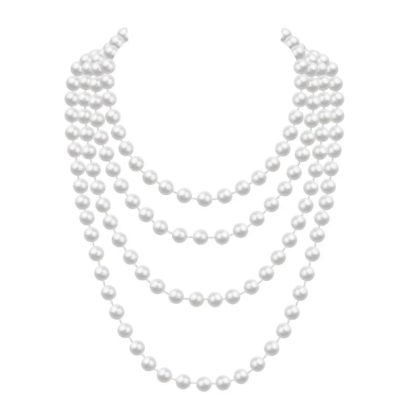 3PCS/set  1920s Flapper Dress Accessories Retro Party Props GATSBY CHARLESTON Pearl Necklace Long Smoke Rod Glove Set