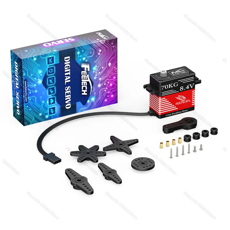 Feetech 7.4V 70kg Digital 180 Degree 0.142s All-aluminum Titanium Gear Dual-pole Brushless Programmable Servo for Robot RC Cars