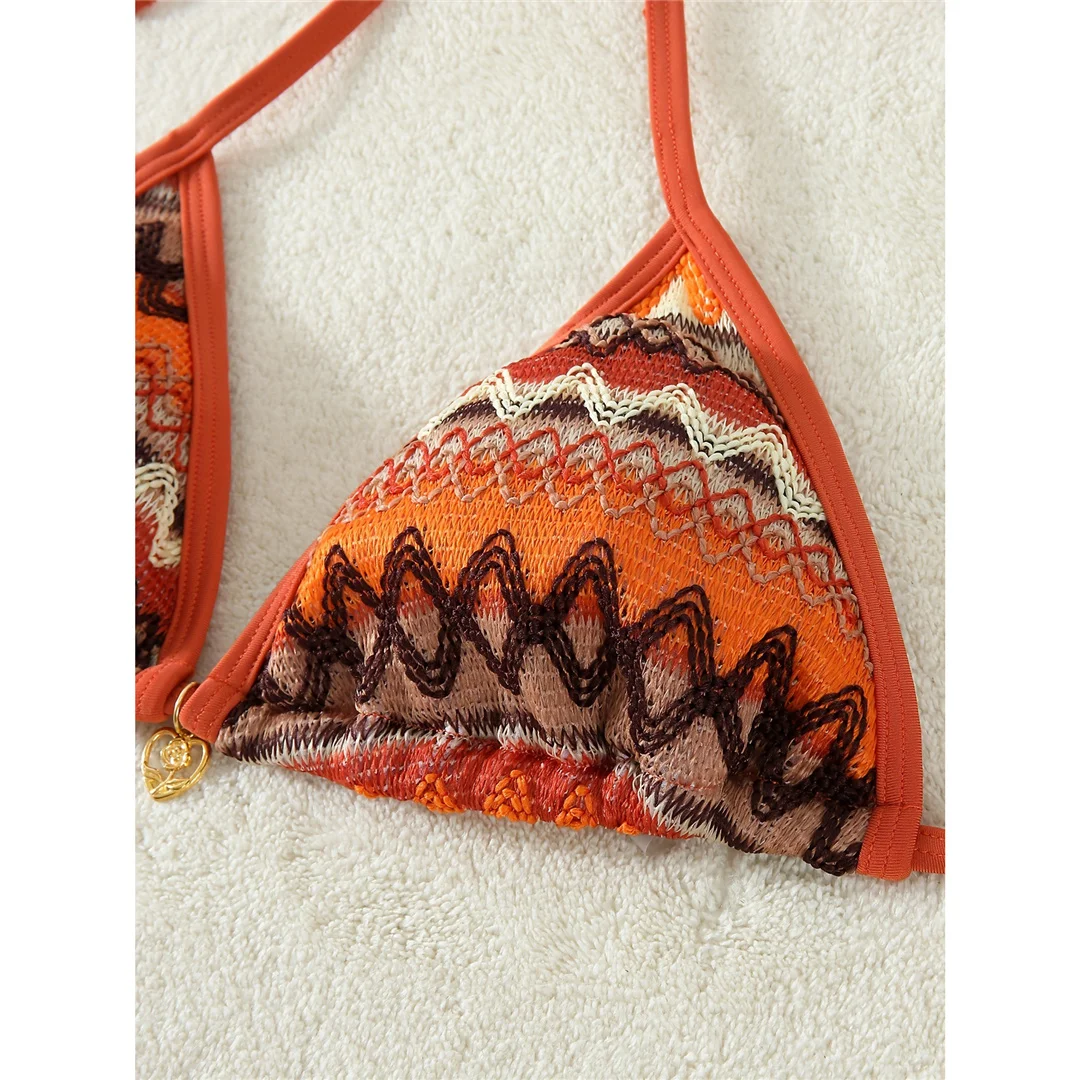 S - XL Bedruckter Neckholder-Bikini mit hohem Beinausschnitt, zweiteiliger Bikini-Set für Damen, Badeanzug, Badebekleidung, Badeanzug, Schwimmanzug V7307 – Detail 8