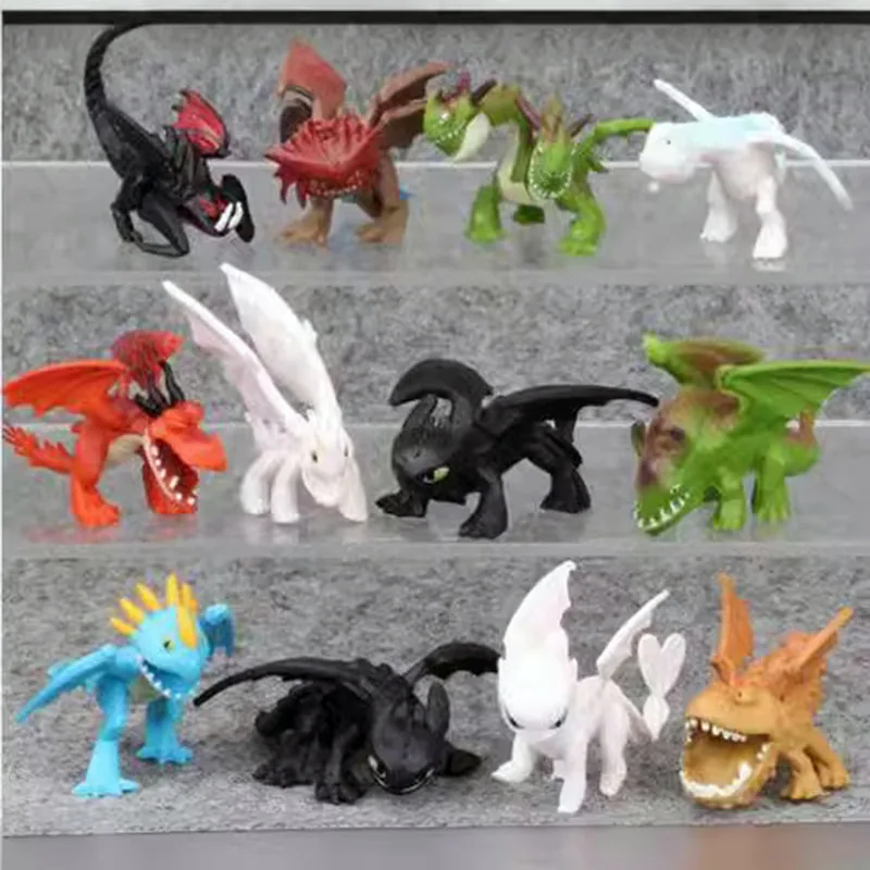 12Pcs/set How To Train Your Dragon The Hidden World Toothless Night Decor PVC Collectible Fashion Trendy Model Hobby Toys Gift